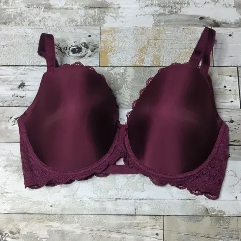 Victoria's Secret Dream Angels Lined Demi Kir Purple Smooth Lace Bra 36DDD 36F